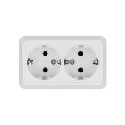 Розетка двойная 2П+3 открытой установки IP20 16А 250В (керамика) белая «Ладога» TDM