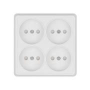 Розетка четырехместная 2П открытой установки IP20 10A с защитными шторками белая «Ладога» TDM