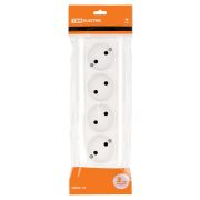 Розетка 4-х местная горизонтальная 2П открытой установки IP20 10A белая «Ладога» TDM