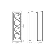 Розетка 4-х местная горизонтальная 2П открытой установки IP20 10A с з/ш белая «Ладога» TDM