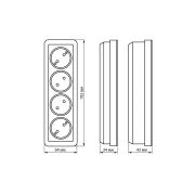 Розетка 4-х местная горизонтальная 2П открытой установки IP20 10A с з/ш сл. кость «Ладога» TDM