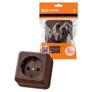 Розетка 2П+3 открытой установки IP20 16А 250В (керамика) бук «Ладога» TDM