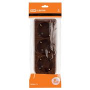 Розетка 3-х местная горизонтальная 2П+3 открытой установки IP20 16A с з/ш бук «Ладога» TDM