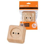 Розетка 2П открытой установки IP20 10А 250В (керамика) сосна «Ладога» TDM