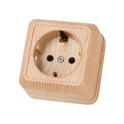 Розетка 2П+3 открытой установки IP20 16А 250В (керамика) сосна «Ладога» TDM