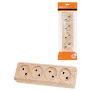 Розетка 4-х местная горизонтальная 2П открытой установки IP20 10A сосна «Ладога» TDM