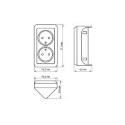 Розетка угловая двойная 2П открытой установки с з/ш IP20 250В 10А сосна «Ладога» TDM