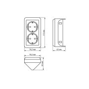 Розетка угловая двойная 2П+3 открытой установки с з/ш IP20 250В 16А сосна «Ладога» TDM