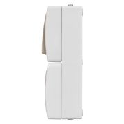 Блок (вертикальный) выключатель 1-кл. + розетка 2П+З с з/ш БКВР IP54 серый «Вуокса» TDM