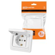 Розетка с крышкой 2П+З 16А IP44 белая «Валдай» TDM