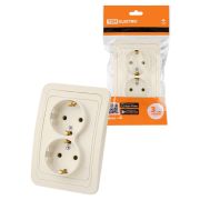 Розетка двойная 2П+З 16А сл. кость «Валдай» TDM