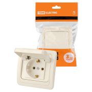 Розетка с крышкой 2П+З 16А IP44 сл. кость «Валдай» TDM