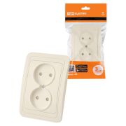 Розетка двойная 2П 10А c защитными шторками сл. кость «Валдай» TDM