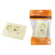 Розетка двойная 2П+З 16А 250В с защ. шт. сл. кость «Онега» TDM