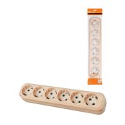 Колодка розеточная 6 гнезд 2П+3 16А 250В «Эко» (сосна) TDM