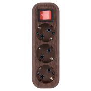 Колодка розеточная 3 гнезда 2П+3 с выключателем16А 250В «Эко» (бук) TDM