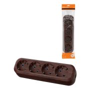 Колодка розеточная 4 гнезда 2П+3 16А 250В «Эко» (бук) TDM