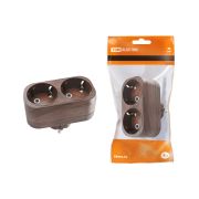 Блок на 2 гнезда 2П+З плоский 16А 250B «Эко» (бук) TDM