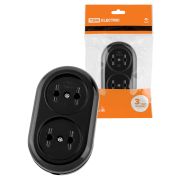 Розеточная колодка 2 гнезда 2П 16А 250B черная «Ретро» (карболит) TDM