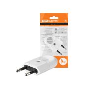 Вилка б/з с кольцом белая 10А 250В (евровилка CEE 7/16) TDM