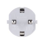 Вилка прямая с/з белая c перфорацией 10А 250В TDM