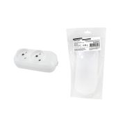 Колодка розеточная 2 гнезда 2П б/з 10А 250В белая серии «Народная»