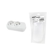 Колодка розеточная 2 гнезда 2П+З 16А 250В белая серии «Народная»