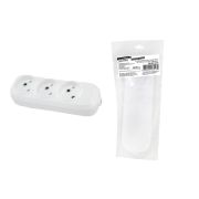 Колодка розеточная 3 гнезда 2П б/з 10А 250В белая серии «Народная» К3-2000