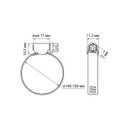 Хомут червячный, d 140-160 мм, оцинк  (упак. 100 шт) TDM