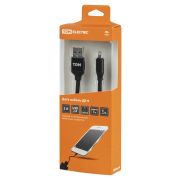 Дата-кабель, ДК 9, USB - Lightning, 1 м, тканевая оплетка, черный, TDM