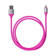 Дата-кабель, ДК 21, USB - Lightning, 1 м, силиконовая оплетка, розовый, TDM
