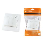 Выключатель 3 кл. с подсветкой 10А (основание пластик) белый «Таймыр» TDM