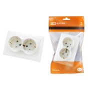 Розетка двойная 2П+З с защ. шт. 16А 250В белая «Таймыр» TDM