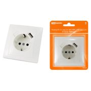 Розетка 2П+З с защ. шт. 16А 250В + USB порт 2,1А 5В белая «Таймыр» TDM