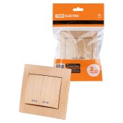 Выключатель 2 кл. с подсветкой 10А «ЭКО» (сосна) «Таймыр» TDM