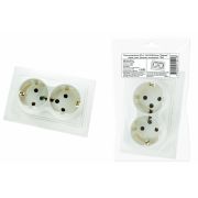 Розетка двойная 2П+З 16А 250В белая «Таймыр» (пром. упак., бакелит. основание) TDM
