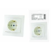 Розетка 2П+З с защ. шт. 16А 250В белая «Таймыр» (пром. упак., бакелит. основание) TDM