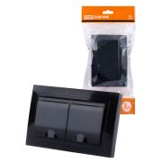 Розетка двойная 2П+З с защ. шт. и крышкой 16А 250В IP44 антрацит «Таймыр» TDM