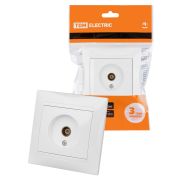 Розетка телевизионная простая (0-2400МГц, «мама») белая «Лама» TDM