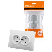Розетка двойная 2П+З 16А 250В белая «Лама» TDM
