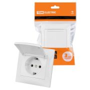 Розетка 2П+З 16А 250В IP44 с крышкой белая «Лама» TDM