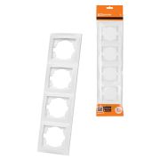 Рамка 4-х постовая вертикальная белая «Лама» TDM