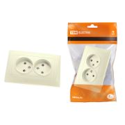 Розетка двойная 2П 10А 250В с защ. шт. сл. кость «Лама» TDM