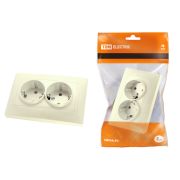 Розетка двойная 2П+З 16А 250В с защ. шт. сл. кость «Лама» TDM