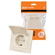 Розетка 2П+З 16А 250В IP44 с защ. шт. с крышкой сл. кость «Лама» TDM