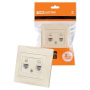 Розетка телефонная RJ11 + компьютерная RJ45 сл. кость «Лама» TDM