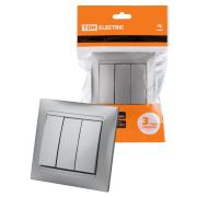 Выключатель 3-х кл. 10А серебр. металлик «Лама» TDM