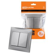 Выключатель на 2 направления 2 кл. 10А серебр. металлик «Лама» TDM