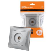 Розетка телевизионная простая (0-2400МГц, «мама») серебр. металлик «Лама» TDM