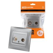 Розетка TV («мама») + SAT (F-разъем) 0-2400МГц серебр. металлик «Лама» TDM